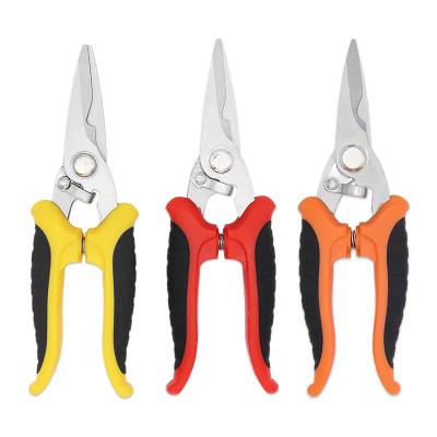 China Professional Anti-Slip Handle Electrician Scissors Garden Trimming Pruner Scissors Aluminum Alloy Gusset Wire Groove Scissors for sale