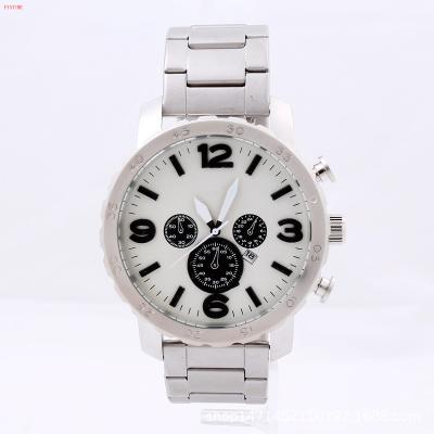 China Automatic simple conjuncture date steel belt men's American style leisure quartz Foslogo watch for sale