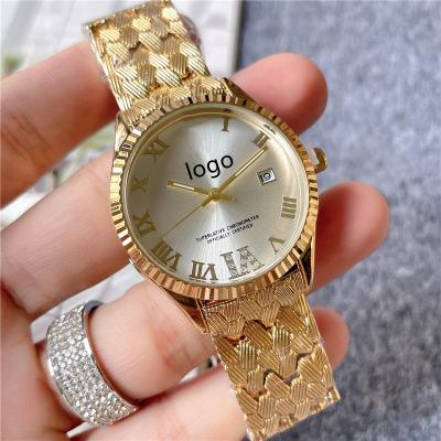 China Fashion Popular Women's Automatic Date Three Needle Steel Band Quartz Timing Watch for sale