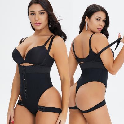 China 2021 Wholesale Breathable Waist Trainer Corset High Waist Tummy Control Women Butt Lifter Thong Body Shaper With 2 Side Straps for sale