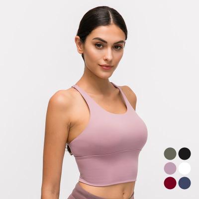 China Top Naked Sports Breathable Bras Gym Workout Women Feel Sports Bra Fitness Yoga Bra Tops Yoga Vest for sale