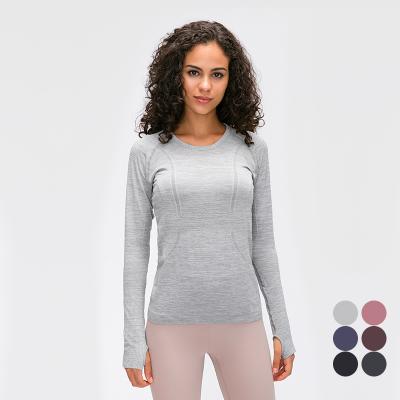 China Breathable Fitness Wear Long Sleeve With Running Sports Yoga Clothes Long Sleeve Women Top for sale