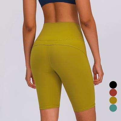 China Breathable High Waist Elastic Abdominal Fitness Solid Color Women's Sports Pants Yoga Five-point Pants for sale