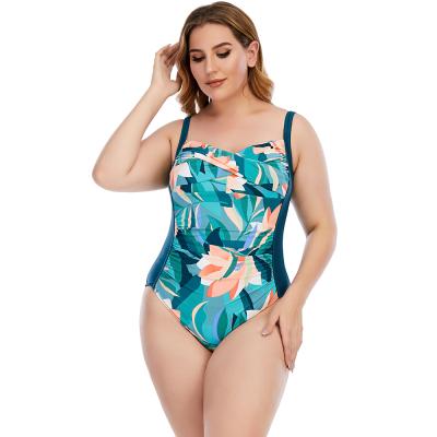 China Women One Piece Swimsuit Swimwear Large Size Breathable Plus Big Breast Swimwear Women Swimsuits 2021 Beach Printing Monokini for sale