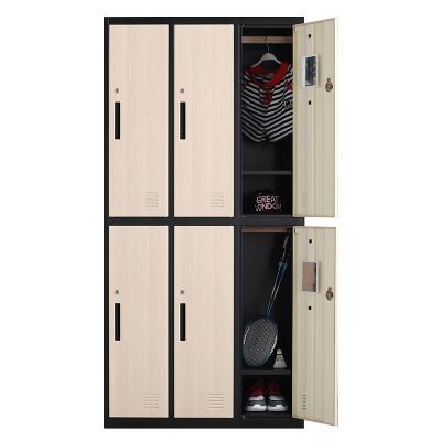 China Commercial Office Furniture Woodgrain Transfer Steel Gym Clothes Swimming Pool Lockers Black Locker Staff Storage Cabinet Locks for sale