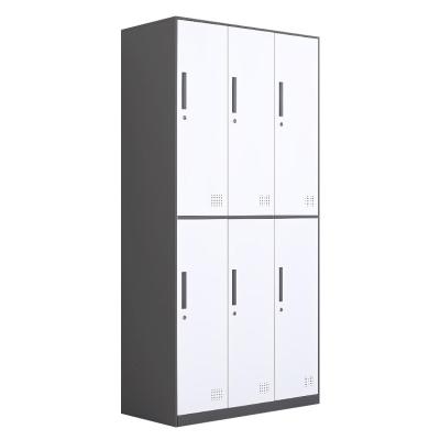 China Commercial Office Furniture 6 Door Iron Safe Office Clothes Lockers Metal Student Almirah Gym Staff Storage Locker With Key for sale