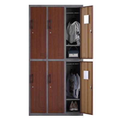 China Commercial Office Furniture 6 Door Metal Gym Wardrobe Cabinet Changing Room Steel Locker Clothes Storage Cabinet For School for sale