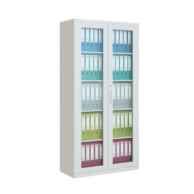 China Foldable Factory Price 2 Door Metal Glass Door Steel Filing Cupboard Office Storage File Cabinet Design for sale