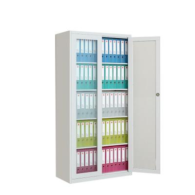 China Foldable Wholesale Metal Office 2 Glass Door Filing Steel Cupboard Wall Steel File Storage Cabinet for sale