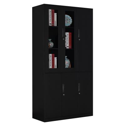 China Foldable Office Storage Cabinet Office Sliding Door Cabinet Black File Cabinet With Drawers And Glass Door for sale