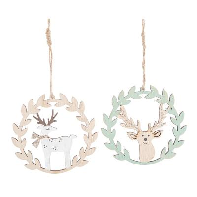 China For Christamas Decoration Hit Elk Christmas Tree Ornaments Promotional Decor Kids Products Wooden Pendants With Hanging String Rustic for sale