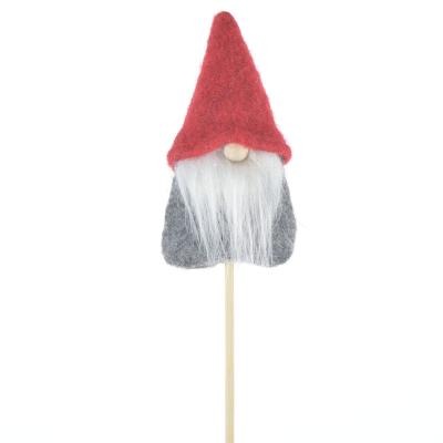 China Felt Christmas Gnome Planter Stake Felt Santa Gonks Pot Pick Home Decoration for sale