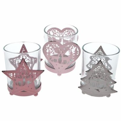 China Crystal Metal Plant Ornament Star Heart Candle Holder Home Decoration for sale