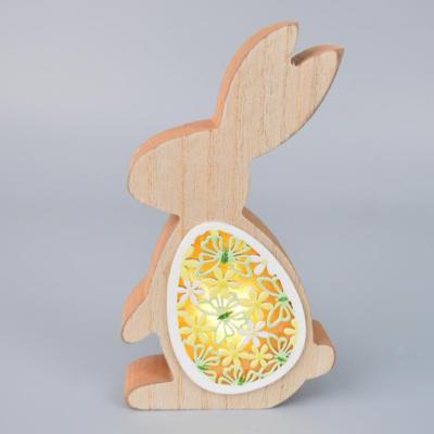 China Europe Wooden Rabbit Hen Snail Decoration Ornament Stand Gift Decor LED Light for sale