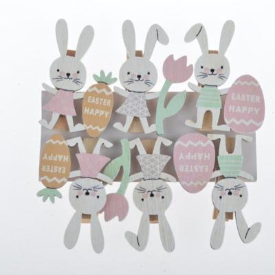 China Creative Photo 6PCS Rabbit Clip Handmade Universal Egg Pattern Wooden Clip for sale