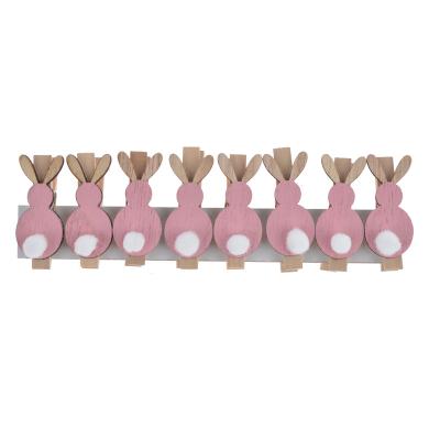 China Easter Home Decoration 8PCS Rabbit Colored Wooden Spring Clips, Photo Paper Pegs, Clothespin Craft, Kids Party Favors Gift, Easter Holiday Decoration for sale