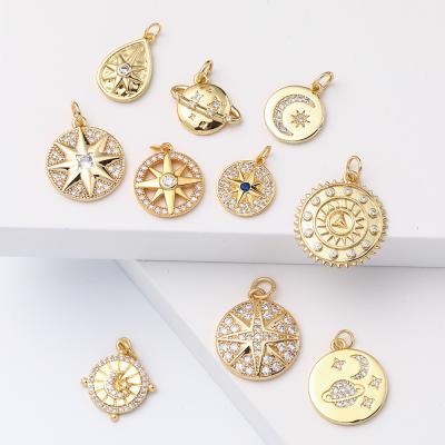 China High Quality/New Trend Jewelry Charms Safe Planet North Star Pendants Necklace Jewelry Making Gold Plated For Woman for sale