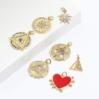 China TRENDY Jewelry Minimalist Gold Filled Enamel Heart Pendant Geometry Jewelry Metal Charms For Jewelry Making for sale