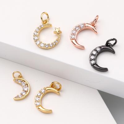 China New Fashion Crescent Moon Charm 18k Jewelry Moon And TRENDY Sun Micro Pave Zircon Charms Jewelry 2021 For Women for sale