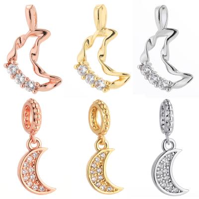 China Good Quality Crescent Moon Charm Pendant Wholesale CZ Zircon Necklace FASHIONABLE Diy Jewelry Making Charm for sale