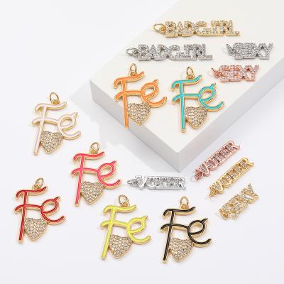 China TRENDY DIY Design Gold Plated Tiny Crystal Letter Pendant Necklace Alphabet Charms Custom Jewelry Making for sale