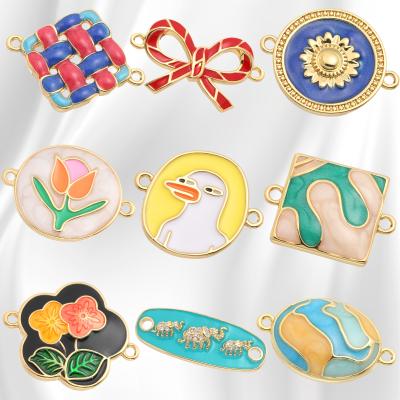 China Flower Duck Custom Pendant Designer Jewelry Enamel Charms Gold Plated Tiny Cute TRENDY for Girls Head Jewelry for sale