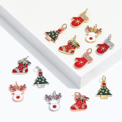 China TRENDY Christmas Bulb Tree Moose Charms New Gold Plated Enamel Charms Christmas Fashion Jewelry Earring Pendant For Jewelry Making for sale