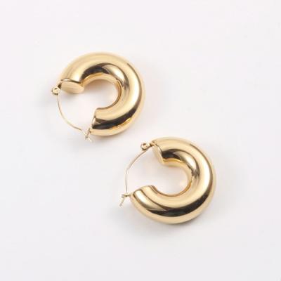 China TRENDY Trendy Stainless Steel Jewelry 18K Gold Plated U-Shape Hollow Coarse CIRCLE Advanced Earrings for sale