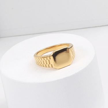 China Old Fashioned Father's Fashion Jewelry 18K Gold Vintage Stainless Steel Watch Ring for sale