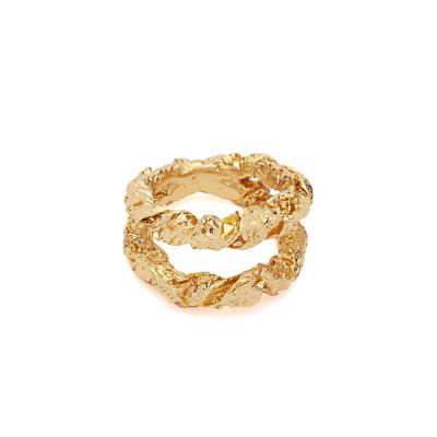 China Wholesale FASHIONABLE Jewelry 18K Gold Stainless Steel Double Layer Hollow Popular INS Amazon Crater Rings for sale