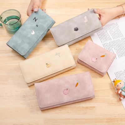 China China Factory Sale Women's Cartoon Cute Wallet Embroidery Hot Cute Anti-theft Creative Casual Long Wallet Card Holder Girl for sale