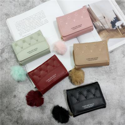 China Waterproof Korean version of the new cute student fashion autumn and winter fashion mini wallet female short soft folding zipper coin purse for sale