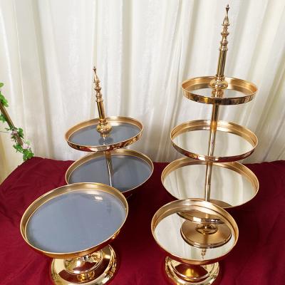 China 2021 Hot Sale Metal Gold Cake Stand Dessert Stand For Wedding Decorations for sale