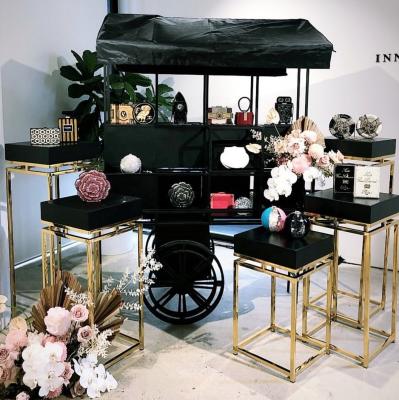 China Hot selling durable 2021 morden metal wedding flower dessert cart for wedding decoration for sale