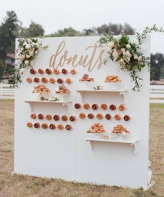 China Moden Outdoor Party White Acrylic Donut Wall Panel With Shelves Display Rack for sale