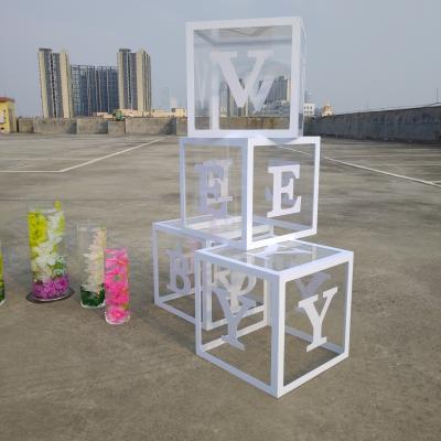 China Letter Boxes 2021 Hot Selling Baby Boy Love Acrylic Light Blue Pink Wedding Letter Boxes For Wedding Decorations for sale