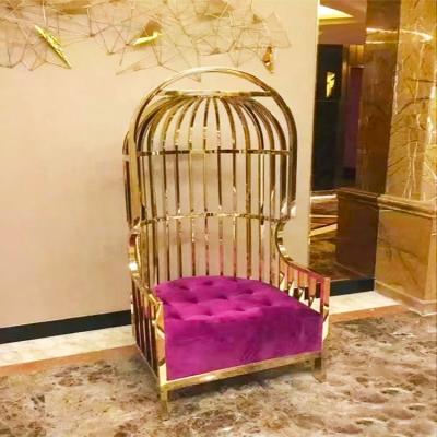 China Unique Birdcage Seats Stainless Steel Wedding Banquet Chair Modern Royal Royal Gold Chair for sale