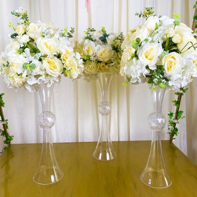 China Wedding Party Event Decoration Wedding Tables White Silk Artificial Flower Ball Centerpiece for sale