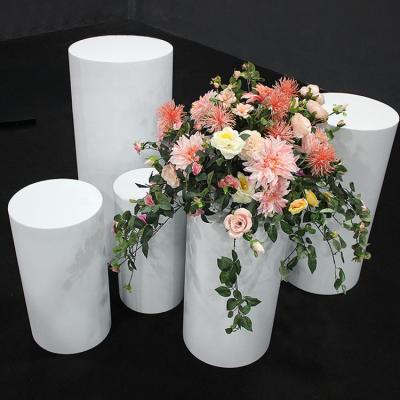 China 2021 Hot Selling Popular Round Metal Cylinders White Table Pedestal Pedestal For Event for sale