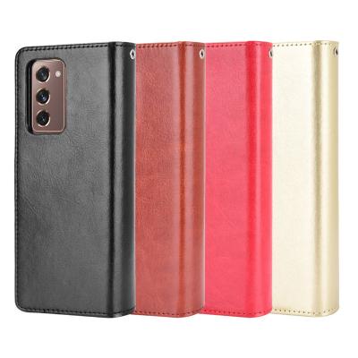 China Back Shockproof Mobile Cell Phone TV Covers Crazy Horse Leather Case Protective For Samsung galaxy z fold 2 for sale