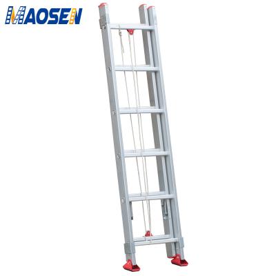 China Telescopic Ladders Aluminum Rope Extension Ladder Telescopic Steps 2x7 2x8 2x9 2x11 2x12 2x14 2X15 2X18 for sale