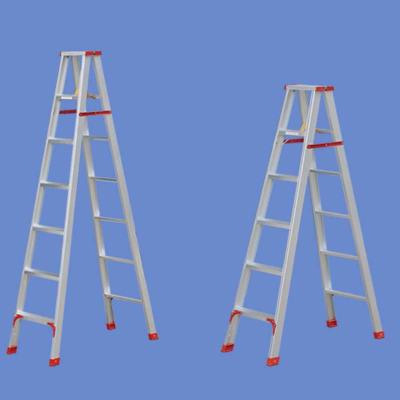 China Hot Sale Aluminum Sliver Color Folding Ladders Double Sided Step Ladder for sale