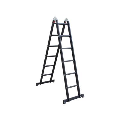 China Cheap Aluminum Alloy Two Fold Folding Ladders Black Multifunction Mobile Price Safety Ladder for sale