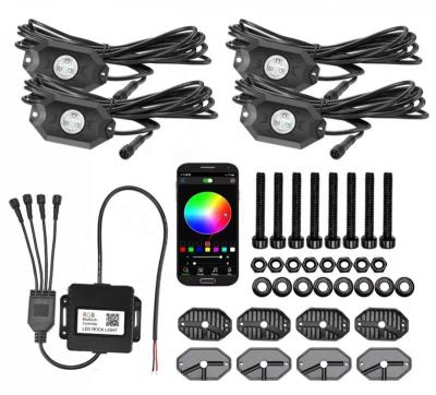 China LED Rock Lights 4pcs RGB Timing Function Music Mode Controller For Off Road Truck SUV ATV Yacht Boat Under Car Universal for sale