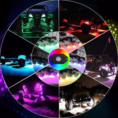 China RGB Rock Light LED Rock Light Under Glow Lights App Pods Remote Control Off Road Cars Universal Universal for sale