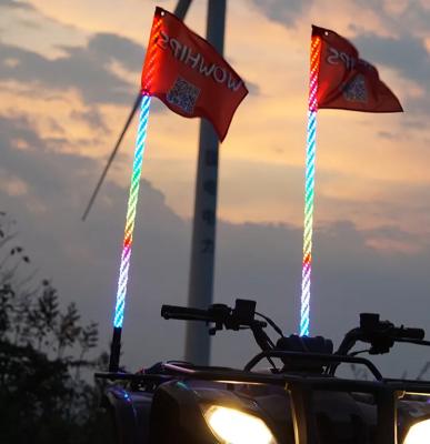 China flashing & Brake Light ATV UTV Whip Light Led Whip Lights 2ft 3ft 4ft 5ft 6ft RGB Color Changing Car Flag Pole Lights With Flag For Offroad Truck for sale