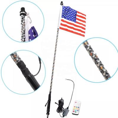 China flashing & Brake Light 2ft 3ft 4ft 5ft 6ft RGB Color Changing Car Flagpole Lights Whip Light Led Whip Lights ATV UTV With Flag For Offroad Truck for sale