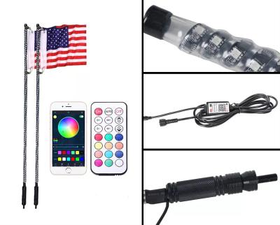 China flashing & Brake Light 60cm 90cm 120cm 150cm 180cm ATV UTV Led Whip Light Car Flagpole Lights App Remote Control LED Whip Light RGB Lamps For Offroad for sale