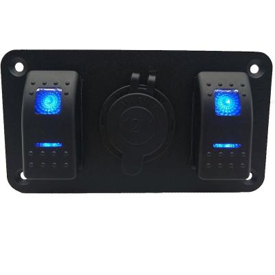 China QC4.0 2 Gang Rocker Boat 12V 24V Rocker Switch Panel LED Panel Box Switch Marine Car Modification for sale