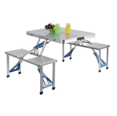 China Factory direct supply outdoor camping portable silver stainless steel aluminum alloy folding table and chair set for sale